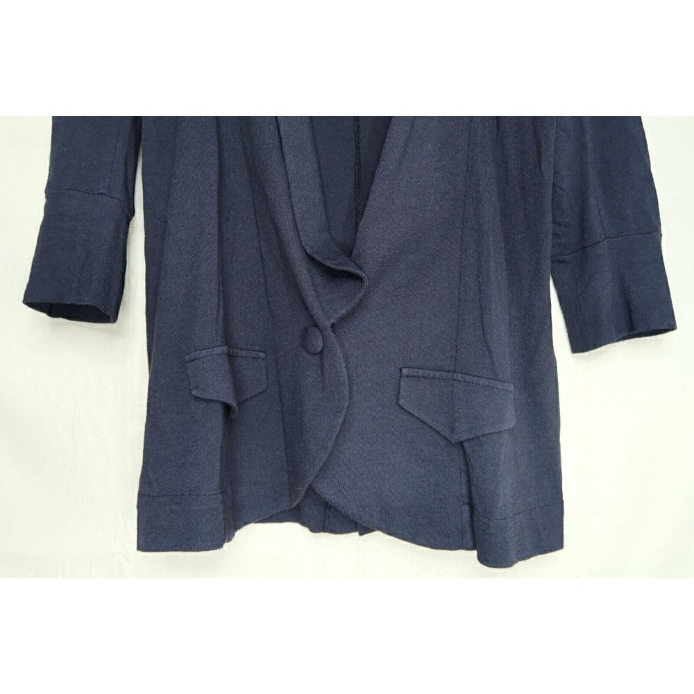 Royal Party Cardigan Black One Button Soft Cotton Rayon Blend Womens Size 38 - Picture 3 of 9